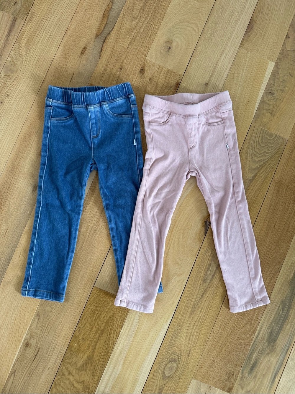Set of 2 Little Sleepies Jeggings in Blue & Light Pink